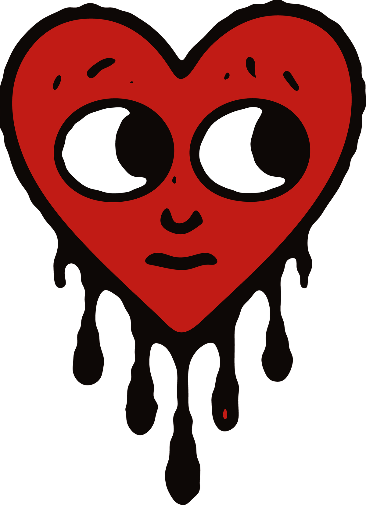 The Force of Nature heart, illustrated in red with black drips